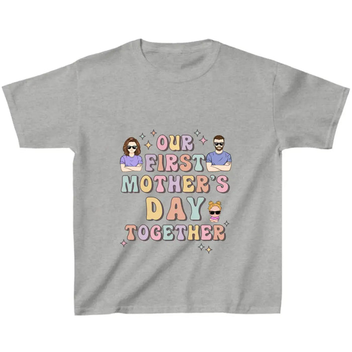 Personalized Family Baby Onesie/Kid T-Shirt/T-Shirt - Up to 3 Children - Gift Idea for Family/Mother's Day - Our First Mother's Day Together