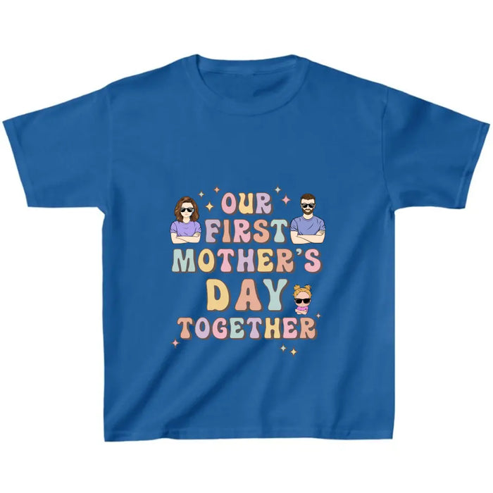 Personalized Family Baby Onesie/Kid T-Shirt/T-Shirt - Up to 3 Children - Gift Idea for Family/Mother's Day - Our First Mother's Day Together