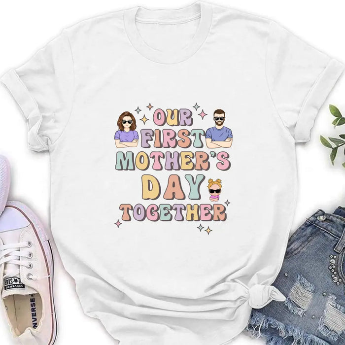 Personalized Family Baby Onesie/Kid T-Shirt/T-Shirt - Up to 3 Children - Gift Idea for Family/Mother's Day - Our First Mother's Day Together