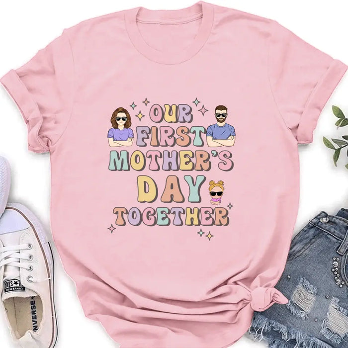 Personalized Family Baby Onesie/Kid T-Shirt/T-Shirt - Up to 3 Children - Gift Idea for Family/Mother's Day - Our First Mother's Day Together