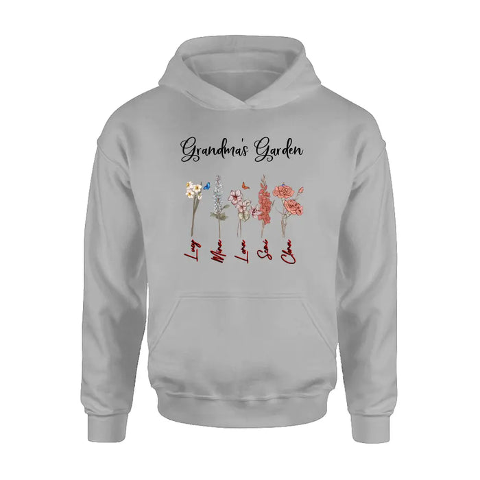 Personalized Grandma's Garden Shirt/Hoodie - Gift Idea For Grandma - Up to 5 Flowers - Grandma's Garden