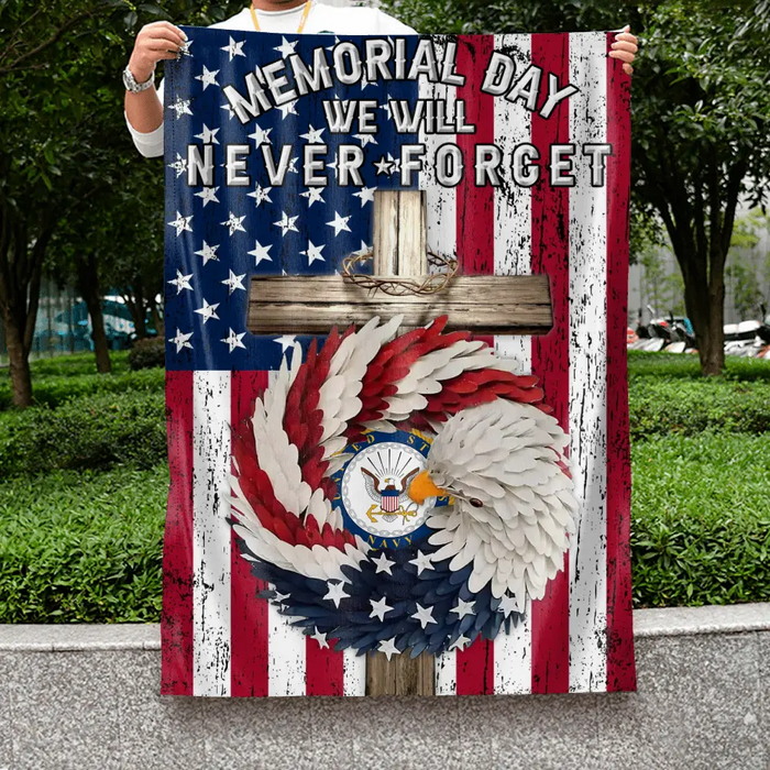Custom Personalized Memorial Day Flag Sign - Memorial Gift/ Independence Day Gift Idea -  We Will Never Forget
