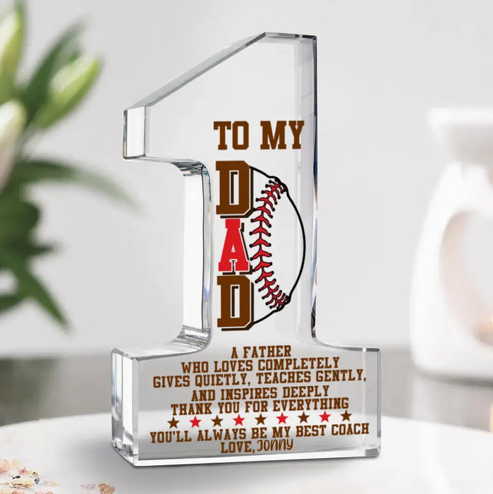 Personalized Dad Acrylic Plaque - Father's Day Gift Idea for Baseball Lovers - To My Dad
