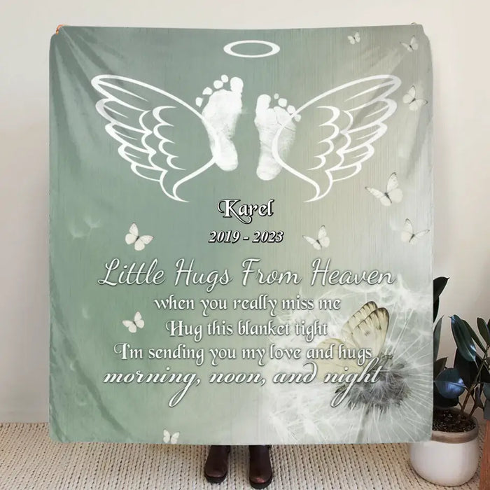 Personalized Baby In Heaven Fleece Throw Blanket/Quilt - Memorial Gift Idea for Mother's Day/Father's Day - Little Hugs From Heaven