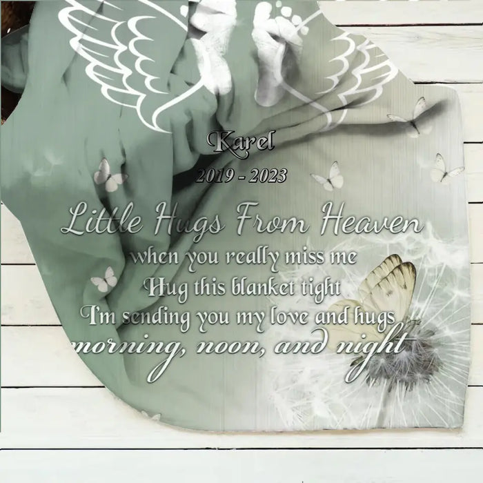 Personalized Baby In Heaven Fleece Throw Blanket/Quilt - Memorial Gift Idea for Mother's Day/Father's Day - Little Hugs From Heaven