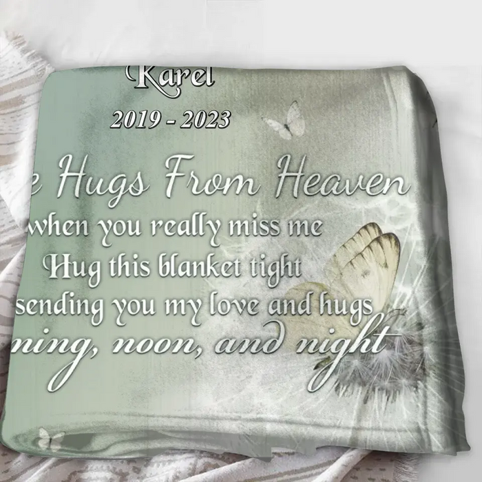 Personalized Baby In Heaven Fleece Throw Blanket/Quilt - Memorial Gift Idea for Mother's Day/Father's Day - Little Hugs From Heaven