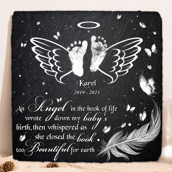 Personalized Baby In Heaven Square Lithograph - Memorial Gift Idea for Mother's Day/Father's Day - An Angel In The Book Of Life Wrote Down My Baby's Birth