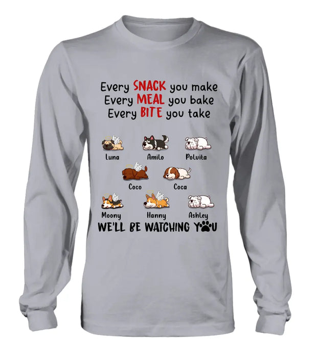 Personalized Dogs T-shirt/Long Sleeve/Sweatshirt/Hoodie - Gift Idea For Dog Lovers - Up to 8 Dogs - We'll Be Watching You