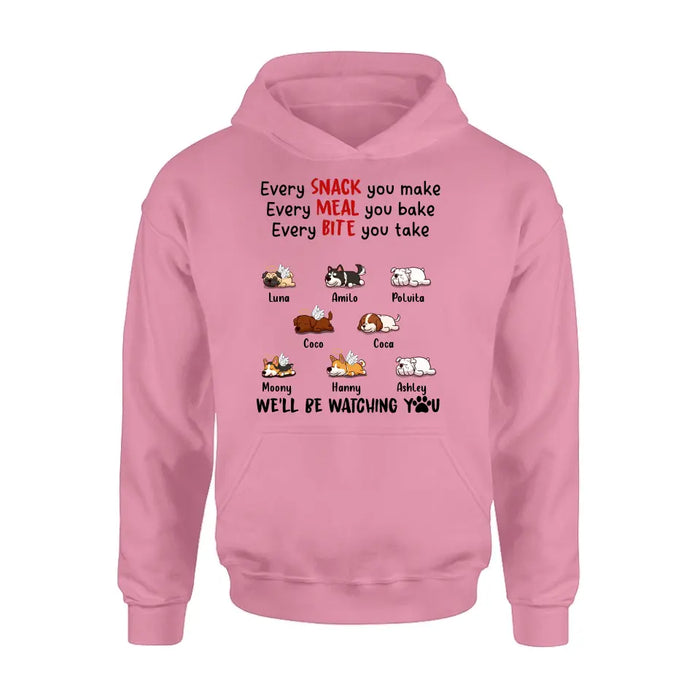 Personalized Dogs T-shirt/Long Sleeve/Sweatshirt/Hoodie - Gift Idea For Dog Lovers - Up to 8 Dogs - We'll Be Watching You