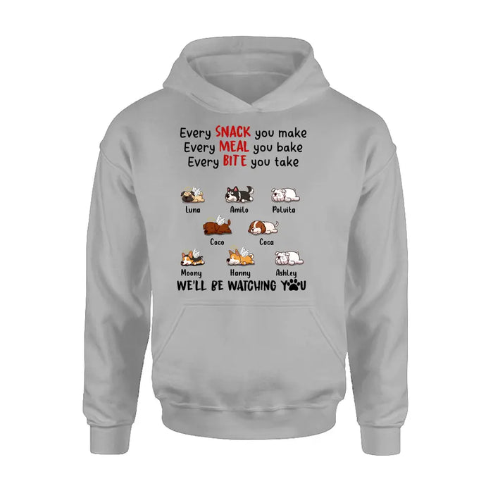 Personalized Dogs T-shirt/Long Sleeve/Sweatshirt/Hoodie - Gift Idea For Dog Lovers - Up to 8 Dogs - We'll Be Watching You