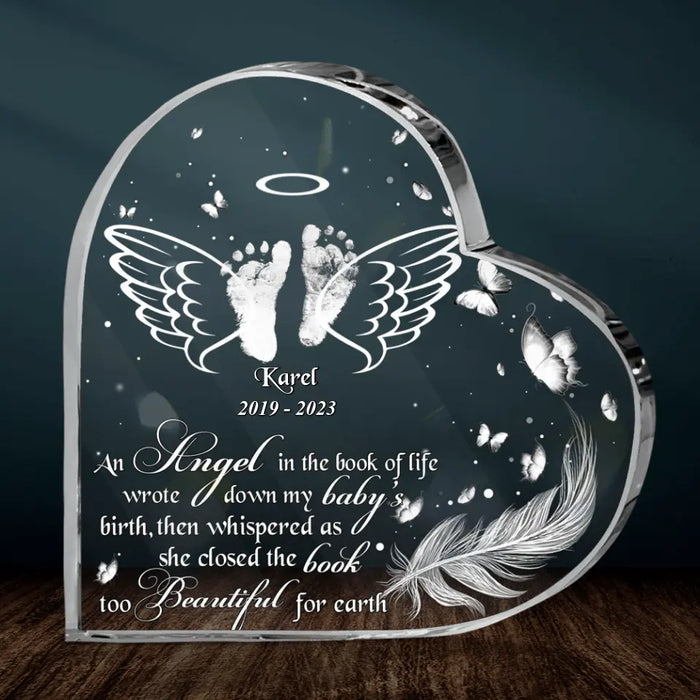 Personalized Baby In Heaven Acrylic Plaque - Memorial Gift Idea for Mother's Day/Father's Day - An Angel In The Book Of Life Wrote Down My Baby's Birth