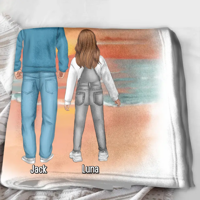 Personalized Dad Fleece Throw Blanket/Quilt - Up to 4 Children - Father's Day Gift Idea for Children - Dad No Matter How Tall I Get I Will Always Look Up To You