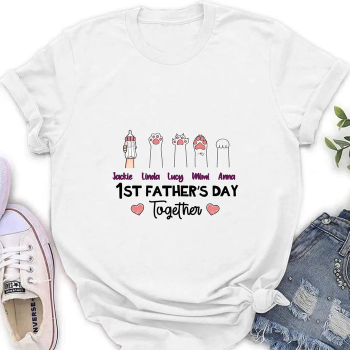 Personalized First Father's Day Shirt/Hoodie/Long sleeve/Sweatshirt - Gift Idea For Father's Day - Up to 5 Hands - 1st Father's Day Together