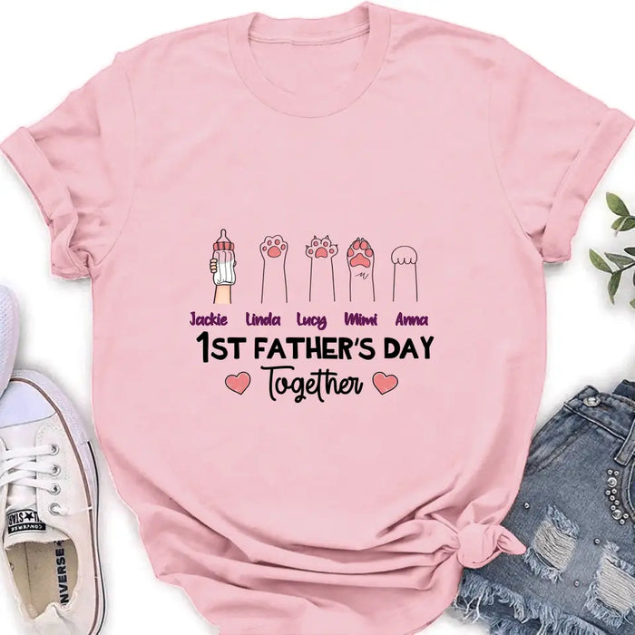 Personalized First Father's Day Shirt/Hoodie/Long sleeve/Sweatshirt - Gift Idea For Father's Day - Up to 5 Hands - 1st Father's Day Together