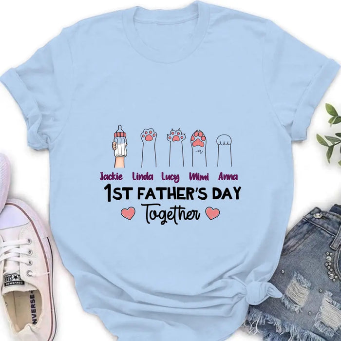 Personalized First Father's Day Shirt/Hoodie/Long sleeve/Sweatshirt - Gift Idea For Father's Day - Up to 5 Hands - 1st Father's Day Together