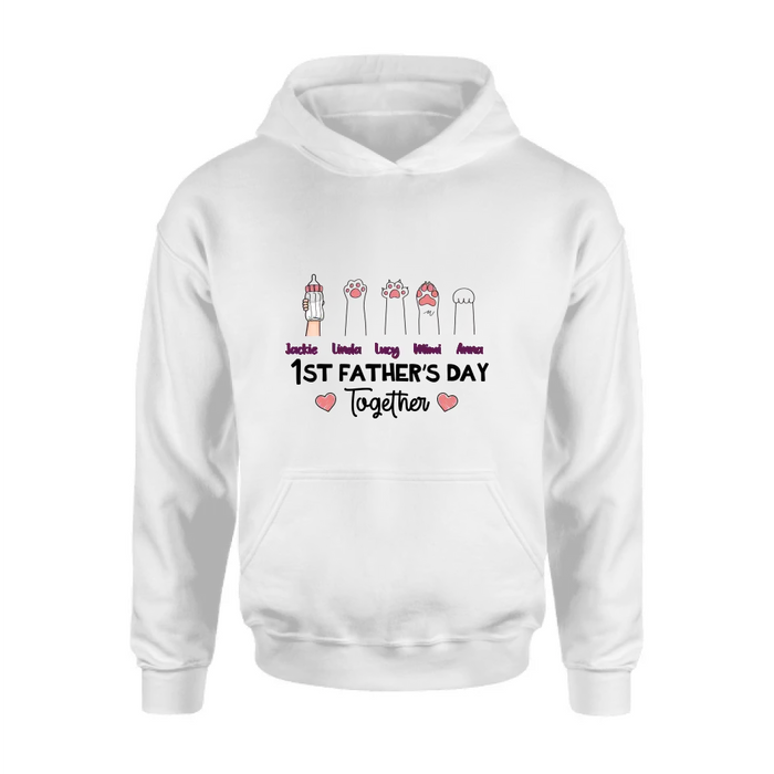 Personalized First Father's Day Shirt/Hoodie/Long sleeve/Sweatshirt - Gift Idea For Father's Day - Up to 5 Hands - 1st Father's Day Together