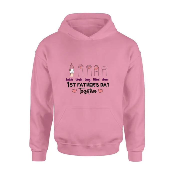 Personalized First Father's Day Shirt/Hoodie/Long sleeve/Sweatshirt - Gift Idea For Father's Day - Up to 5 Hands - 1st Father's Day Together