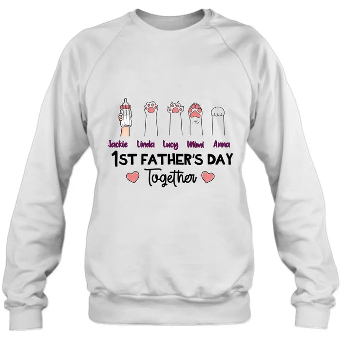 Personalized First Father's Day Shirt/Hoodie/Long sleeve/Sweatshirt - Gift Idea For Father's Day - Up to 5 Hands - 1st Father's Day Together