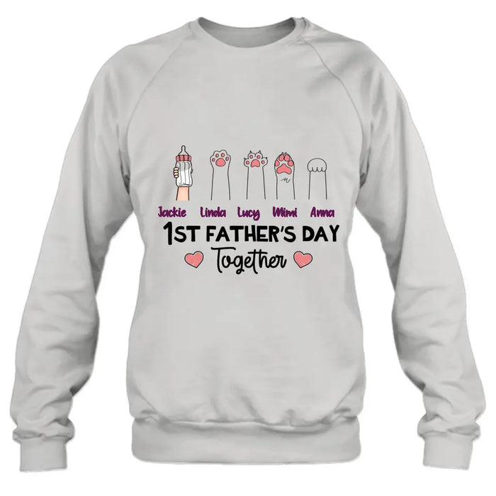 Personalized First Father's Day Shirt/Hoodie/Long sleeve/Sweatshirt - Gift Idea For Father's Day - Up to 5 Hands - 1st Father's Day Together