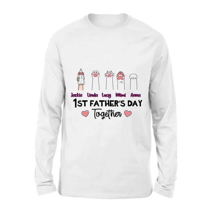 Personalized First Father's Day Shirt/Hoodie/Long sleeve/Sweatshirt - Gift Idea For Father's Day - Up to 5 Hands - 1st Father's Day Together