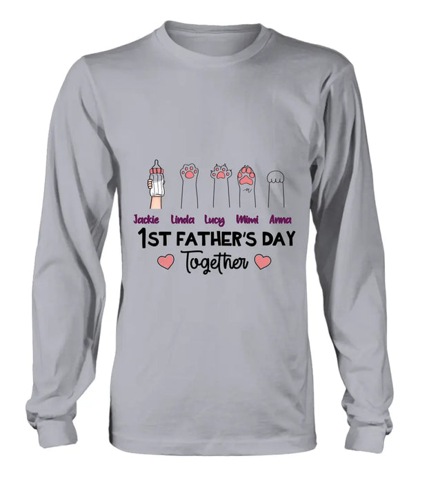 Personalized First Father's Day Shirt/Hoodie/Long sleeve/Sweatshirt - Gift Idea For Father's Day - Up to 5 Hands - 1st Father's Day Together