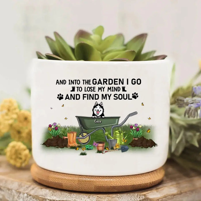 Personalized Dog Cat Plant Pot - Gift Idea For Dog/Cat/Garden Lover - Up to 4 Pets - And Into The Garden I Go To Lose My Mind And Find My Soul