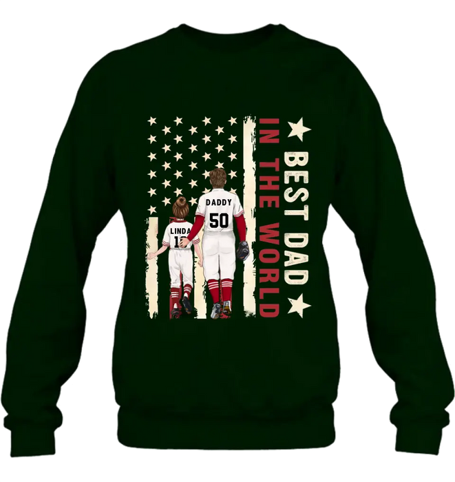 Personalized Baseball Shirt/Long sleeve/Sweatshirt/Hoodie - Gift Idea For Baseball Lovers/Father's Day - Up to 3 Kids - Best Dad In The World