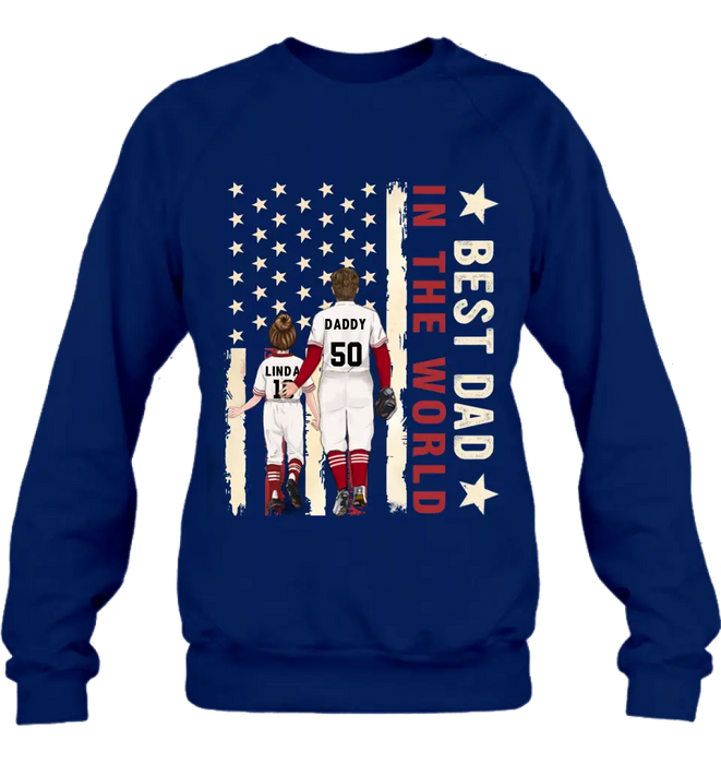 Personalized Baseball Shirt/Long sleeve/Sweatshirt/Hoodie - Gift Idea For Baseball Lovers/Father's Day - Up to 3 Kids - Best Dad In The World
