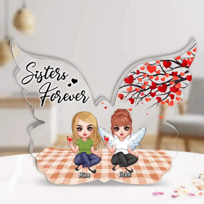 Personalized Sister Butterfly Acrylic Plaque - Gift Idea For Friends/Sisters/Besties - Up to 4 Girls - Sisters Forever