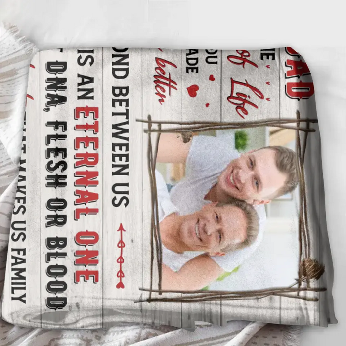 Personalized Bonus Dad Fleece Throw Blanket/Quilt - Upload Photo - Father's Day Gift Idea For Step Dad - To My Bonus Dad