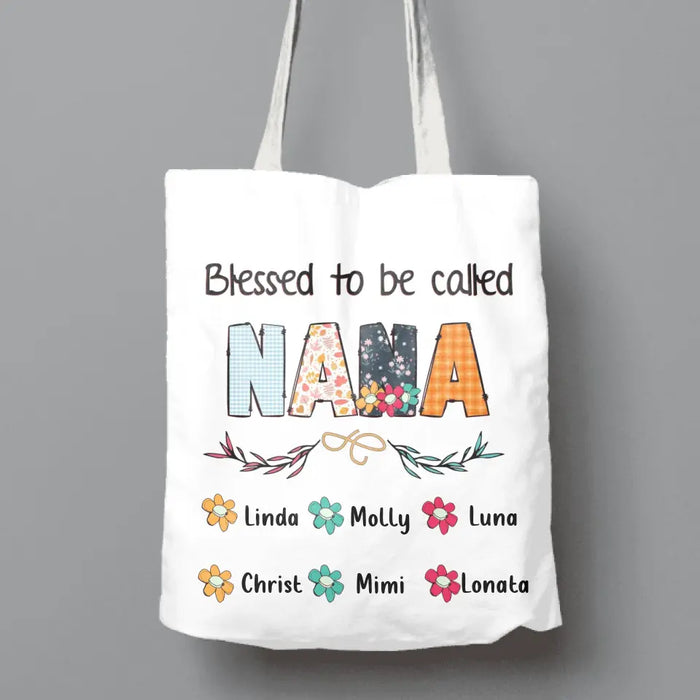 Personalized Nana Canvas Bag - Gift Idea For Grandma/Grandkids - Up To 6 Grandkids - Blessed To Be Called Nana