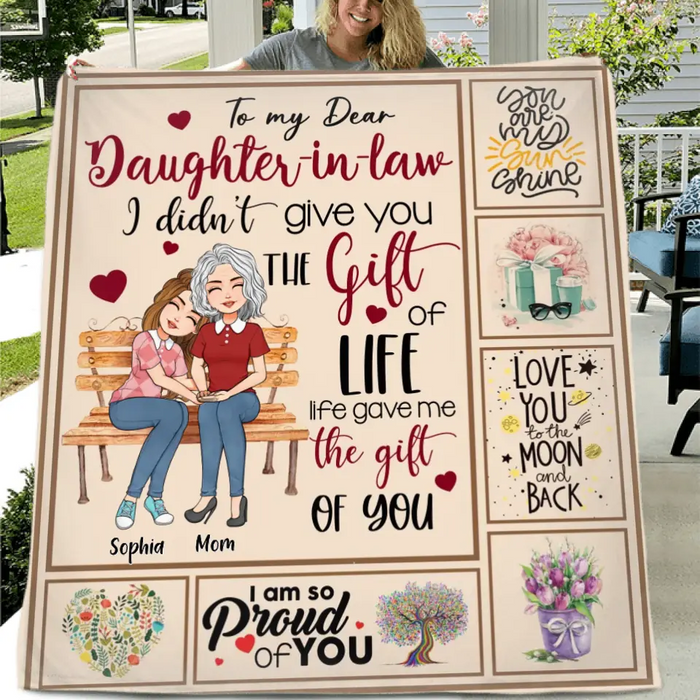 Personalized Mom & Daughter Fleece Throw Blanket/Quilt - Best Gift Idea For Daughter-In-Law/Mother's Day - Life Gave Me The Gift Of You
