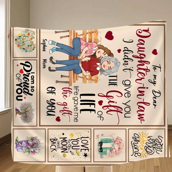 Personalized Mom & Daughter Fleece Throw Blanket/Quilt - Best Gift Idea For Daughter-In-Law/Mother's Day - Life Gave Me The Gift Of You