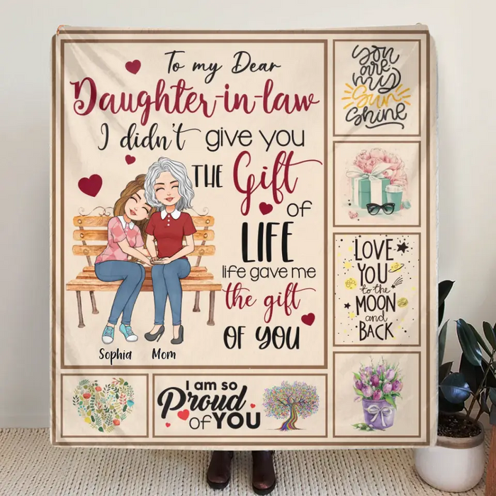 Personalized Mom & Daughter Fleece Throw Blanket/Quilt - Best Gift Idea For Daughter-In-Law/Mother's Day - Life Gave Me The Gift Of You
