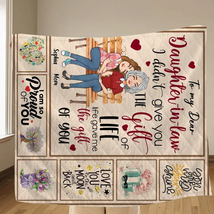 Personalized Mom & Daughter Fleece Throw Blanket/Quilt - Best Gift Idea For Daughter-In-Law/Mother's Day - Life Gave Me The Gift Of You