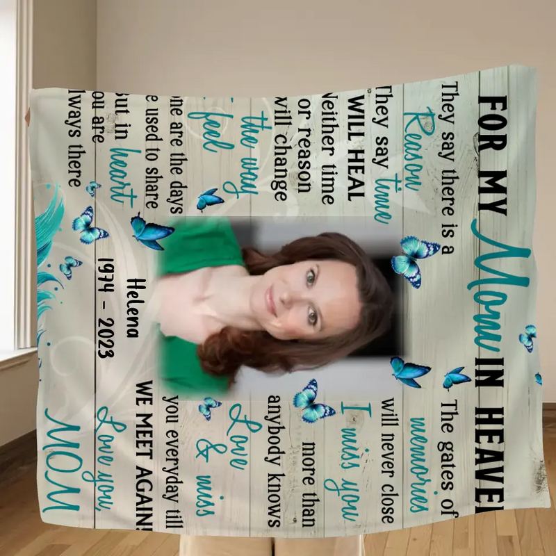 Personalized Memorial Photo Fleece Throw Blanket/Quilt - Memorial Gift Idea For Mother's Day - I Miss You More Than Anybody Knows