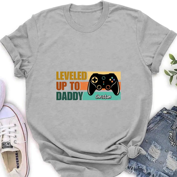 Personalized Gamer Dad Shirt/Baby Onesie - Gift Idea For Father's Day/Game Lovers - Leveled Up To Daddy