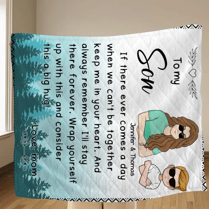Personalized To My Son/ Daughter Fleece Throw Blanket/Quilt - Gift Idea From Mom To Kid - Always Remember I'll Stay There Forever