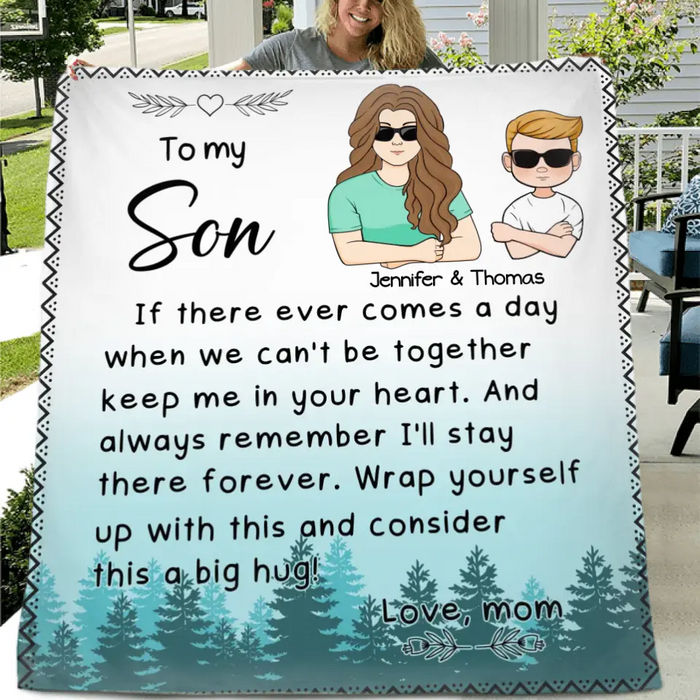 Personalized To My Son/ Daughter Fleece Throw Blanket/Quilt - Gift Idea From Mom To Kid - Always Remember I'll Stay There Forever