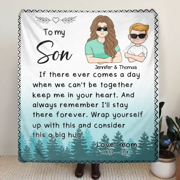 Personalized To My Son/ Daughter Fleece Throw Blanket/Quilt - Gift Idea From Mom To Kid - Always Remember I'll Stay There Forever