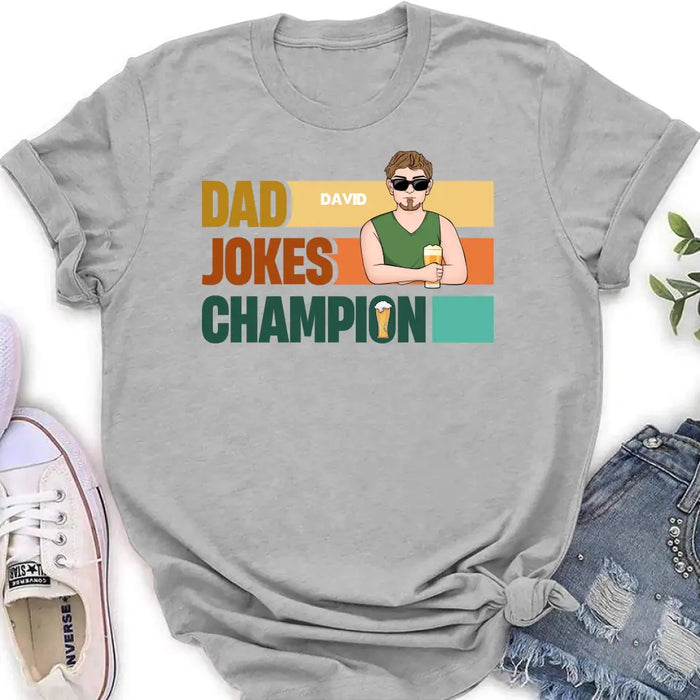 Personalized First Father's Day Dad T-Shirt/Baby Onesie - Gift Idea For Father's Day/Father/Son/Daughter - Dad Jokes Champion