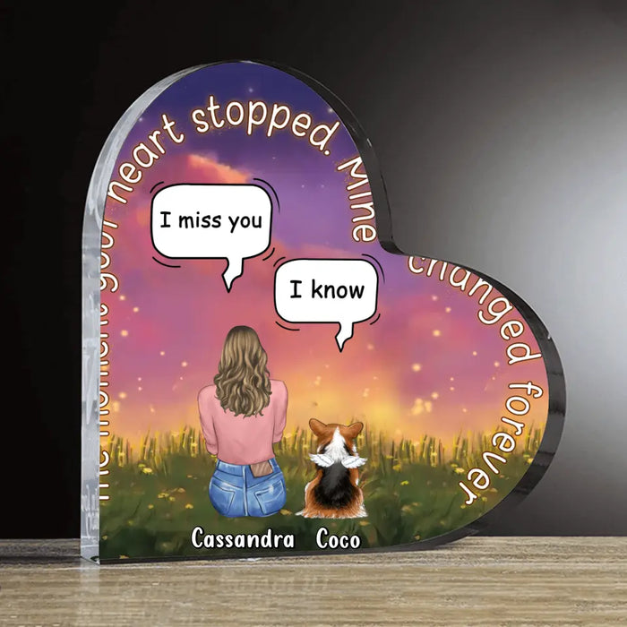 Personalized Memorial Pet Crystal Heart - Memorial Gift Idea For Pet Lover - Up to 4 Pets - Gift Idea For Couple/Dog/Cat Lover - The Moment Your Heart Stopped Mine Changed Forever