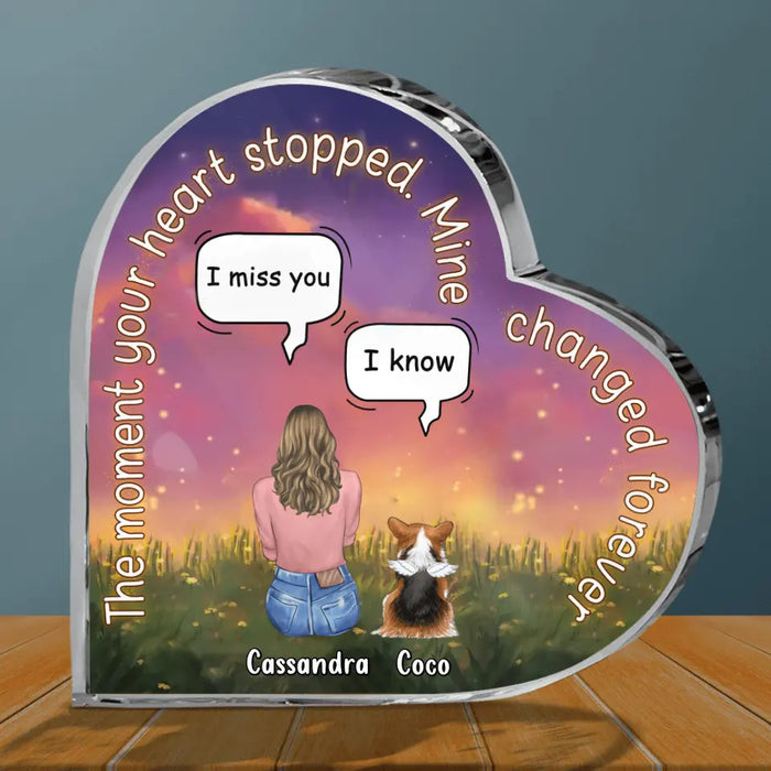 Personalized Memorial Pet Crystal Heart - Memorial Gift Idea For Pet Lover - Up to 4 Pets - Gift Idea For Couple/Dog/Cat Lover - The Moment Your Heart Stopped Mine Changed Forever