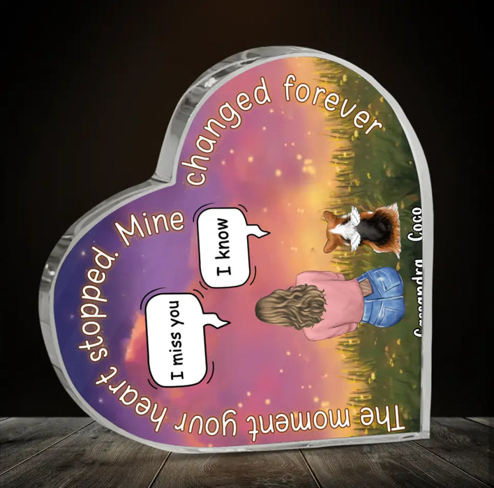 Personalized Memorial Pet Crystal Heart - Memorial Gift Idea For Pet Lover - Up to 4 Pets - Gift Idea For Couple/Dog/Cat Lover - The Moment Your Heart Stopped Mine Changed Forever