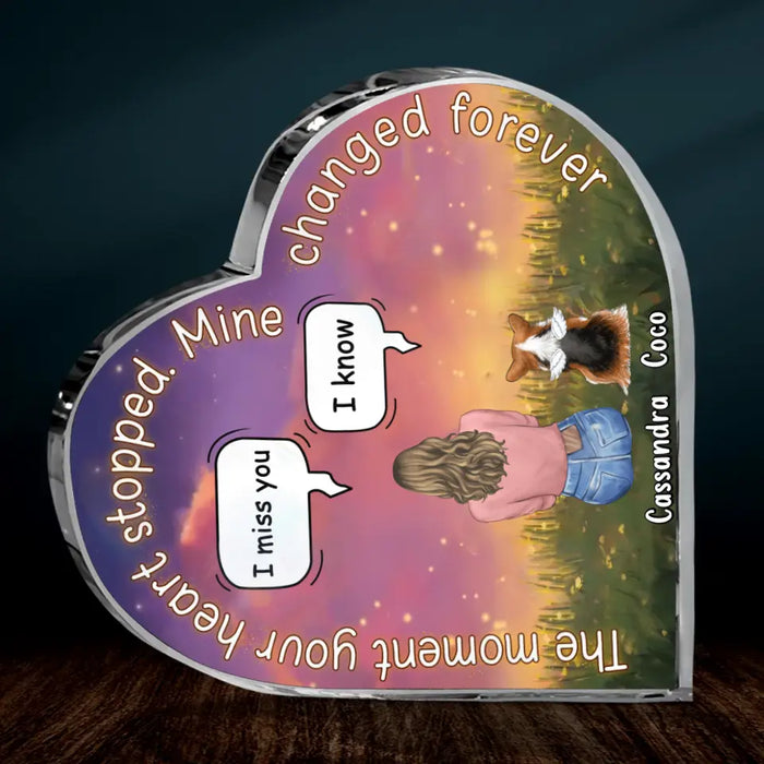 Personalized Memorial Pet Crystal Heart - Memorial Gift Idea For Pet Lover - Up to 4 Pets - Gift Idea For Couple/Dog/Cat Lover - The Moment Your Heart Stopped Mine Changed Forever