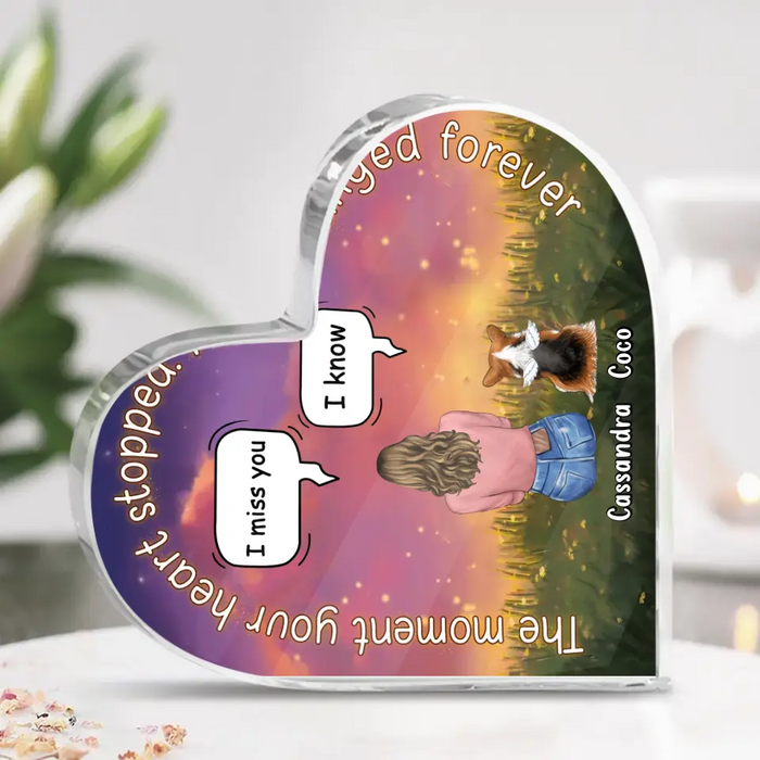 Personalized Memorial Pet Crystal Heart - Memorial Gift Idea For Pet Lover - Up to 4 Pets - Gift Idea For Couple/Dog/Cat Lover - The Moment Your Heart Stopped Mine Changed Forever