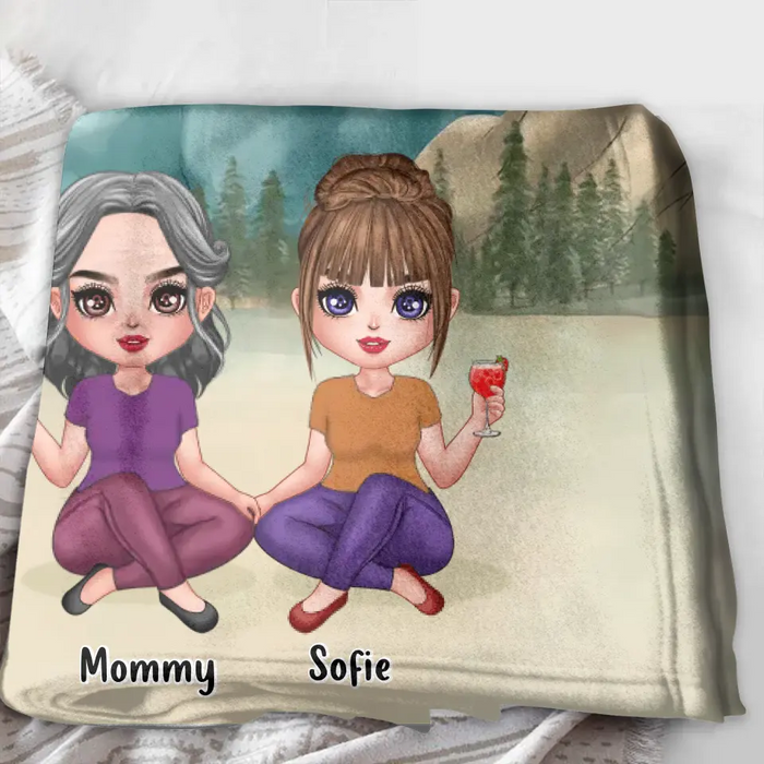 Personalized Mom And Daughter Fleece Throw Blanket/Quilt - Gift Idea From Mom To Daughter - I Would Fight A Bear For You Daughter