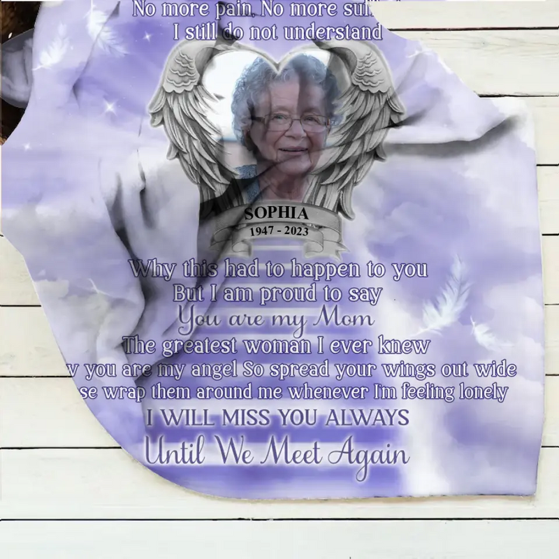 Personalized Memorial Photo Fleece Throw Blanket/Quilt - Memorial Gift Idea for Father's Day/Mother's Day - My Angel Your Battle Is Now Over