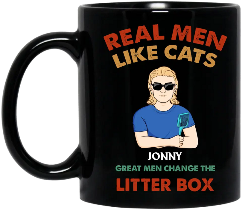 Personalized Cat Dad Coffee Mug - Up to 4 Cats - Father's Day Gift Idea For Cat Lovers - Happy Father's Day Human Servant
