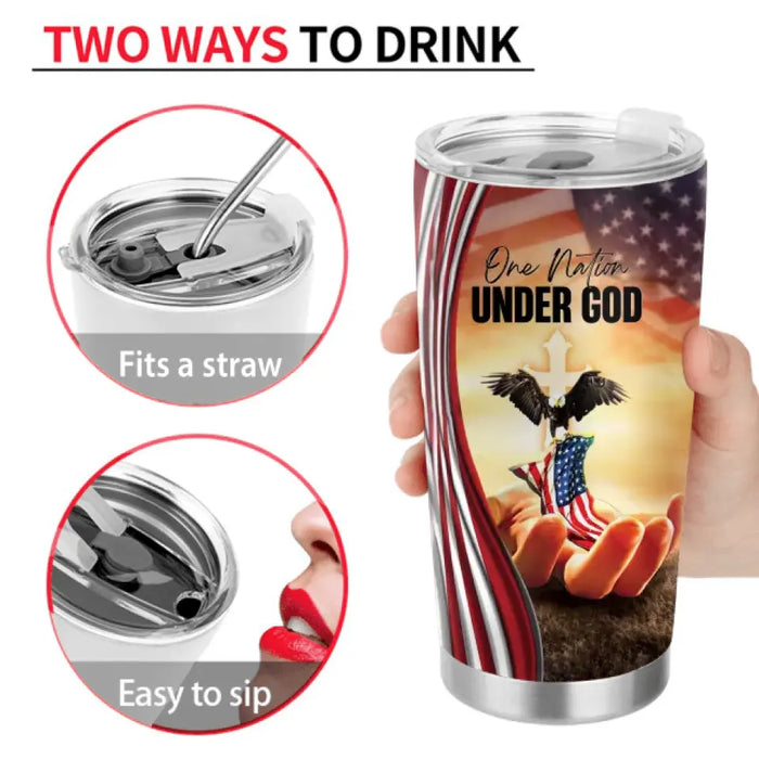 Personalized Veteran Tumbler - Father's Day Gift Idea For Veteran - One Nation Under God